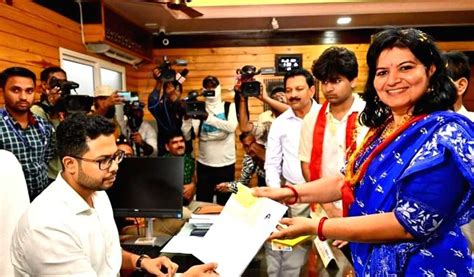 Bjp Candidate Aparajita Sarangi Files Her Nomination For The Lok Sabha