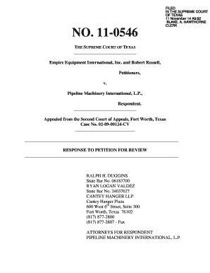 Fillable Online Supreme Courts State Tx Petition For Review Response