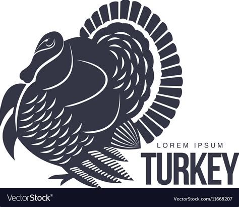 Stylized turkey silhouette graphic logo template Vector Image