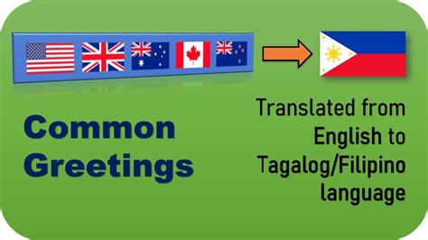 Tagalog Greetings English To Tagalog Filipino Translation Youtube