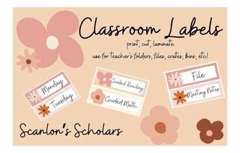 Boho Flower Classroom Labels | Classroom labels, Guided math, Classroom