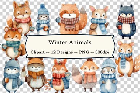 Winter Animals Clipart Graphic by Charlie Graphics · Creative Fabrica