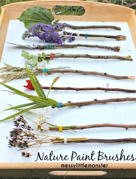 Make Your Own Nature Paint Brushes Nature Art Painting For Kids