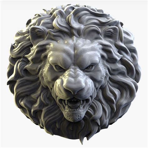 Lion Head Sculpture Bas Relief For Cnc D Model Stl Obj Max