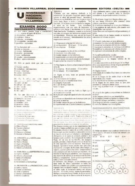 Solucionario del Examen de Admisión UNFV 2000 Comunidad UNFV