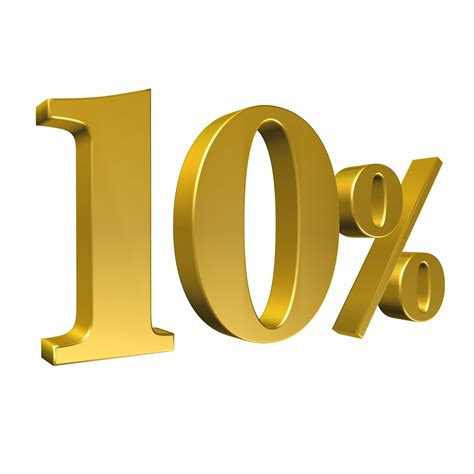 10 Percent Gold Number Ten 3d Rendering 8506411 Png