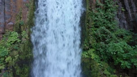 Beautiful Waterfall Cascades Over Basalt Stock Video Pond