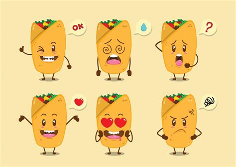 Cute Burritos With Various Expressions Set 3145778 Vector Art At Vecteezy