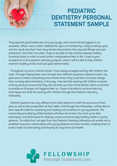 Pediatric Dentistry Personal Statement Sample That Will Show You How To