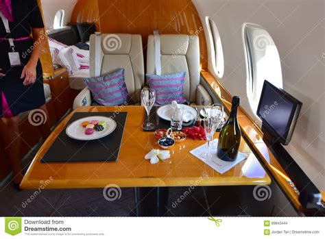 Luxurious Interior Of Bombardier Global 6000 Business Jet At Singapore ...