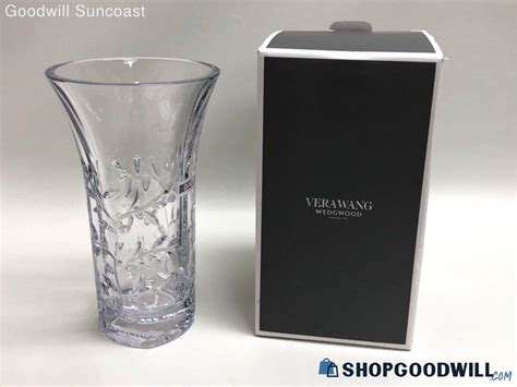 Vera Wang Wedgewood Glass Leaf Etched Vase ShopGoodwill