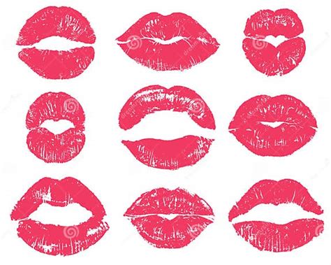 Lipstick Kiss Woman Red Lips Print Stock Vector Illustration Of