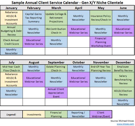 Financial Advisor Marketing Calendar