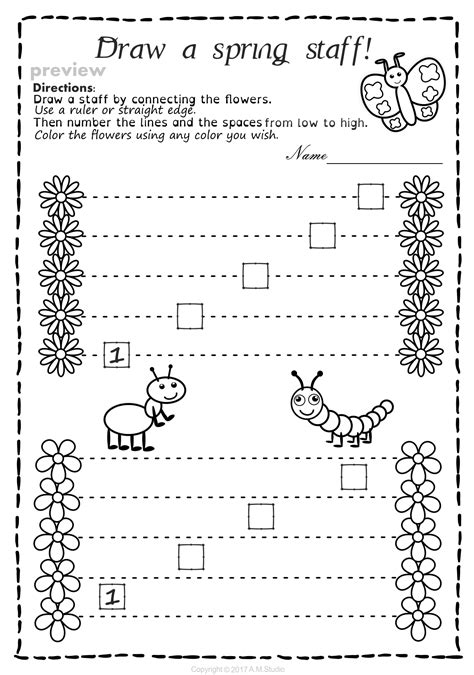 Lines And Spaces Spring Worksheet Pack