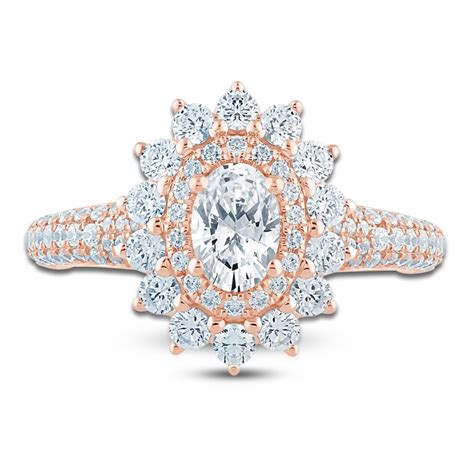 Pnina Tornai Oval Cut Diamond Starburst Halo Engagement Ring 1 1 2 Ct Tw 14k Rose Gold Jared