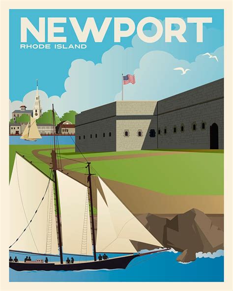 Newport RI Vintage Style Travel Poster Giclee Art Print / Fort Adams - Etsy