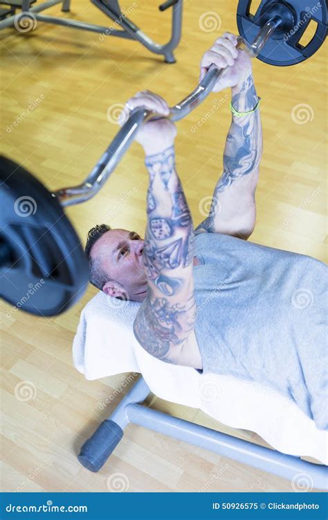 Man Making French Press - Workout Routine Stock Image - Image of bench ...