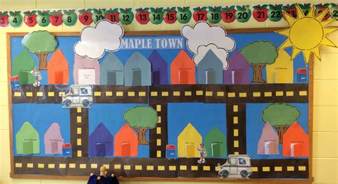 Our Town Bulletin Board Each Child Cut Out A House Shape And Wrote