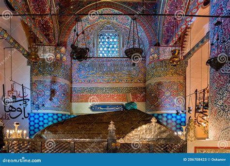 Inside The Mevlana Museum Or Shrine Of Rumi In Konya Anatolia Turkey