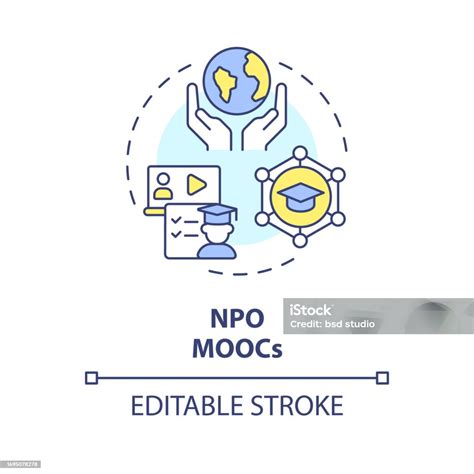 2d Colorful Thin Linear Icon Npo Moocs Concept Stock Illustration Download Image Now Clip