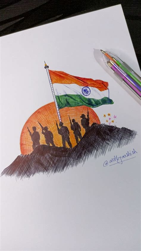 Independence Day Special Ballpen Drawing Using FRKB 8 In 1 Ballpen