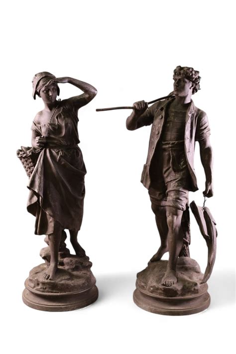 2 LARGE VICTORIAN SPELTER STATUES - Redlands Antique Auction