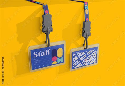 Set Id Card Holder Mockup Stock Template Adobe Stock