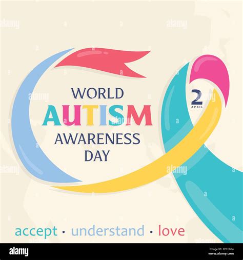 Banner Or Poster Of World Autism Awareness Day With Ribbon Vector