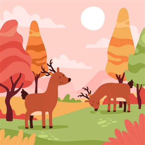 Animals Autumn Landscape 3018628 Vector Art at Vecteezy