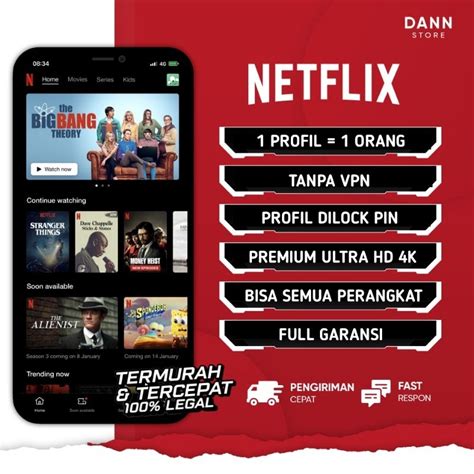 Jual STREAM NETFLIX PREMIUN NETFLXXX PERMIUM 1 BULAN FULL GARANSI 4K