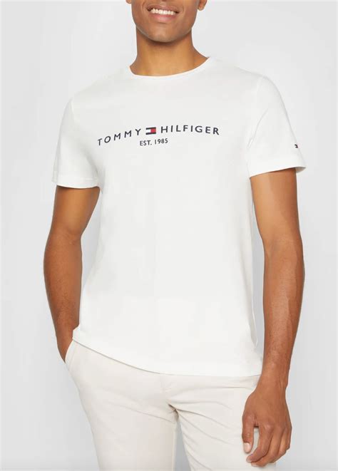 KOSZULKA TOMMY HILFIGER BIAŁA SLIM LOGO FIT S 15176384638 Allegro pl