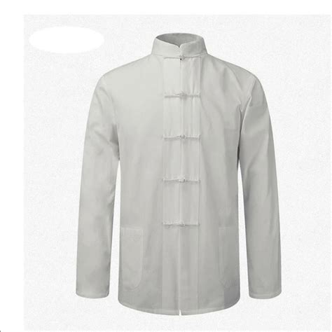 Chaqueta Fina Blanca De Manga Larga Para Hombre Camisa De Algodón Ropa Tradicional China