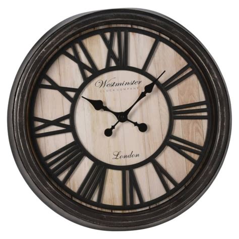 H S Collection Reloj De Pared N Meros Romanos London Negro Y Natural