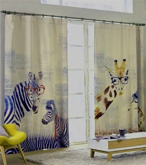 Zebras Or Giraffes Nursery Or Kid S Room Window Curtain Etsy Custom