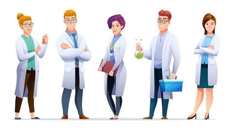 Premium Vector Group Of Scientists Vector Cartoon Character