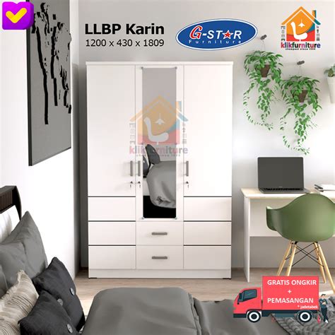 Jual Llbp Karin Gstar By Olympic Lemari Pakaian 3 Pintu Minimalis Putih