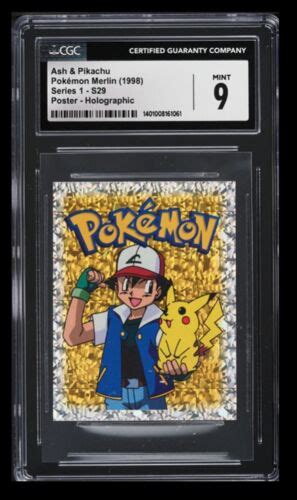 1998 Pokemon Merlin Series 1 Ash Pikachu CGC 9 U K S29 Poster