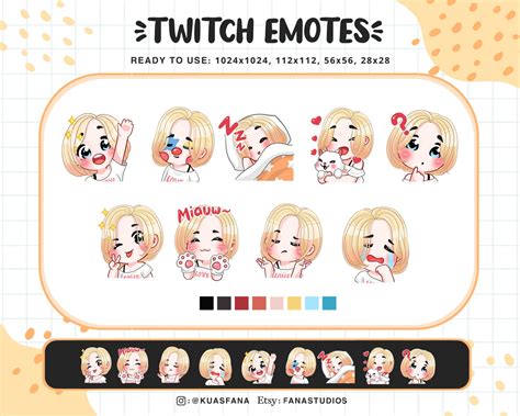 Cute Blonde Hair Girl Emotes For Twitch Twitch Discord Etsy