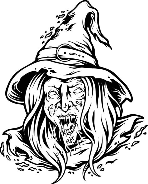 Creepy witch monster face monochrome 20398400 Vector Art at Vecteezy