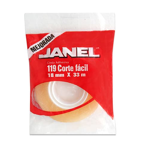 Compra CINTA ADHESIVA CORTE FACIL JANEL 119 TRANSPARENTE DE 18 MM X 33