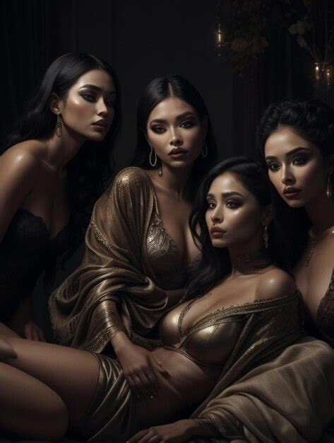 Grupo De Hermosas Mujeres Orientales Al Estilo Del Siglo Xix Foto