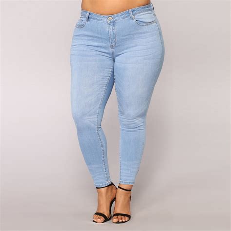 Tailored Women Plus Size Ripped Stretch Slim Denim Skinny Jeans Pants