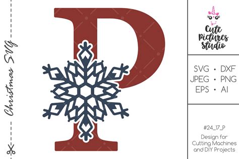 Christmas Monogram Svg Snowflake Letter P SVG DXF PNG 385503