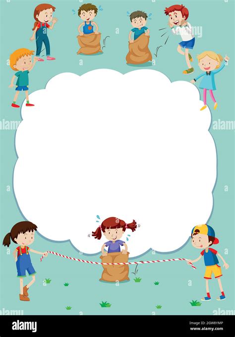 Border template with kids playing games Stock Vector Image & Art - Alamy