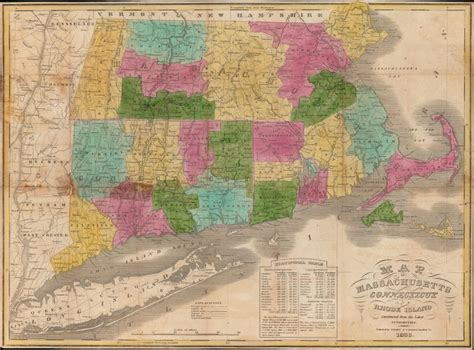 Map Of Massachusetts Connecticut And Rhode Island Constructed From The Latest Authorities