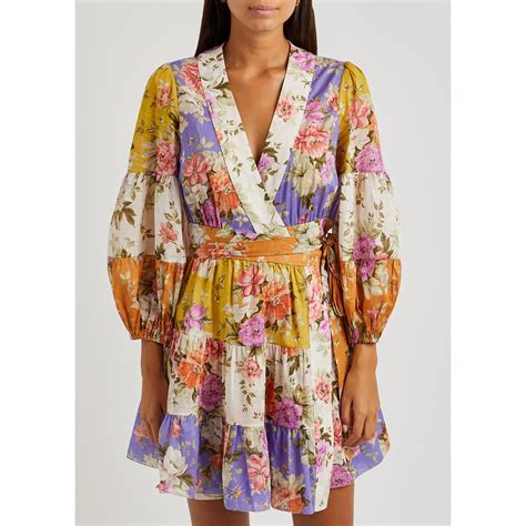 Zimmermann Pattie Floral Print Cotton Wrap Dress Multicoloured