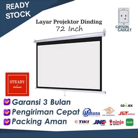 Jual Layar Proyektor Dinding Screen Projector Wall Mount Manual Roll