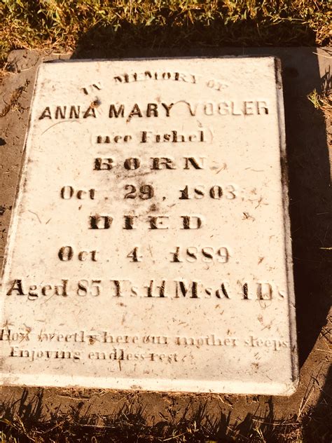 Anna Mary Fishel Vogler 1803 1889 Homenaje De Find A Grave