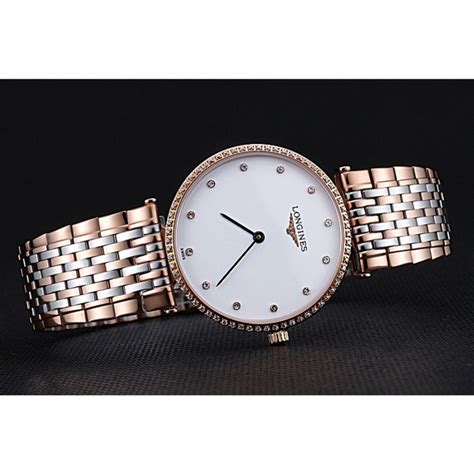 Longines La Grande Classique In Oro Rosa Quadrante Bianco Diamond Bezel