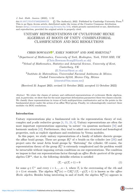 Pdf Unitary Representations Of Cyclotomic Hecke Algebras At Roots Of